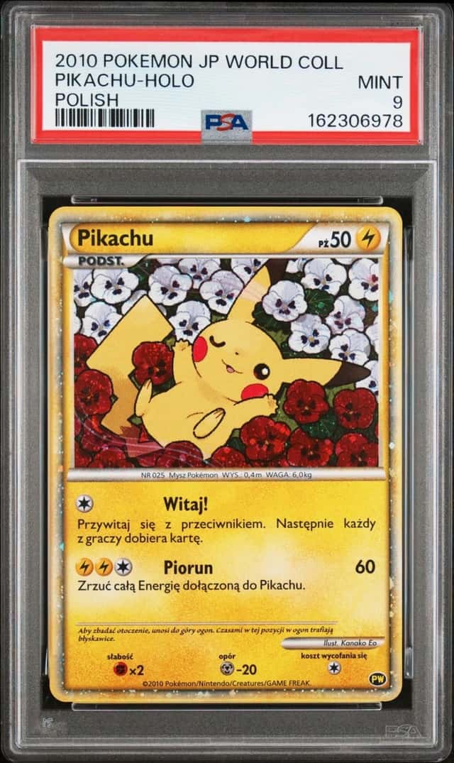 2010 POKEMON JAPANESE WORLD COLLECTION POLISH PIKACHU-HOLO PSA 9