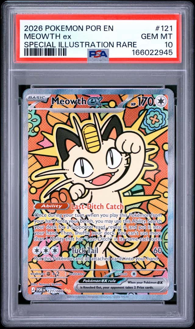 2026 Pokemon Perfect Order Meowth ex Special Illustration Rare #121/088 PSA 10