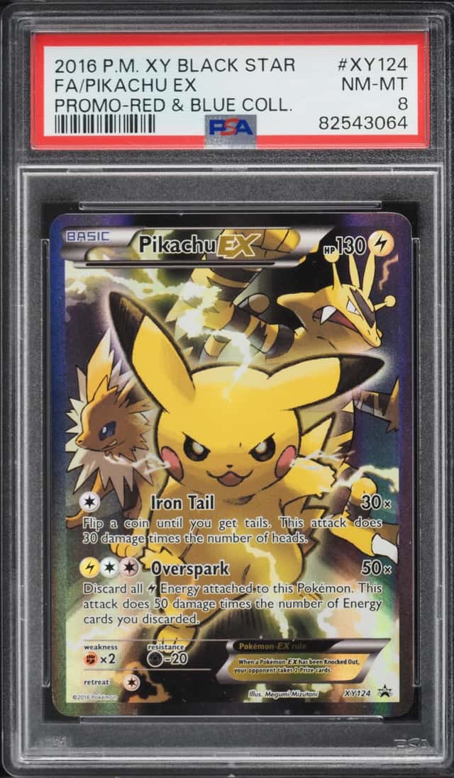 2016 Pokemon XY Black Star Promo Red & Blue Collection Full Art Pikachu EX #XY124 PSA 8 NM-MT