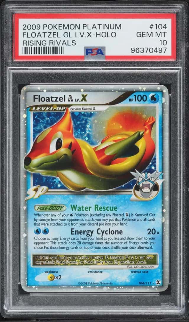 2009 Pokemon Platinum Rising Rivals Holo Floatzel GL LV.X #104 PSA 10 GEM MINT