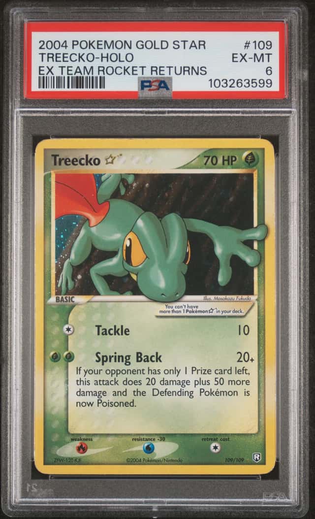 2004 Pokemon EX Team Rocket Returns Holo Treecko Gold Star #109 PSA 6 EXMT
