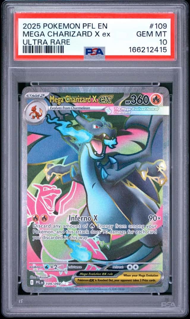 2025 POKEMON PFL EN-PHANTASMAL FLAMES ULTRA RARE #109 MEGA CHARIZARD X EX PSA 10