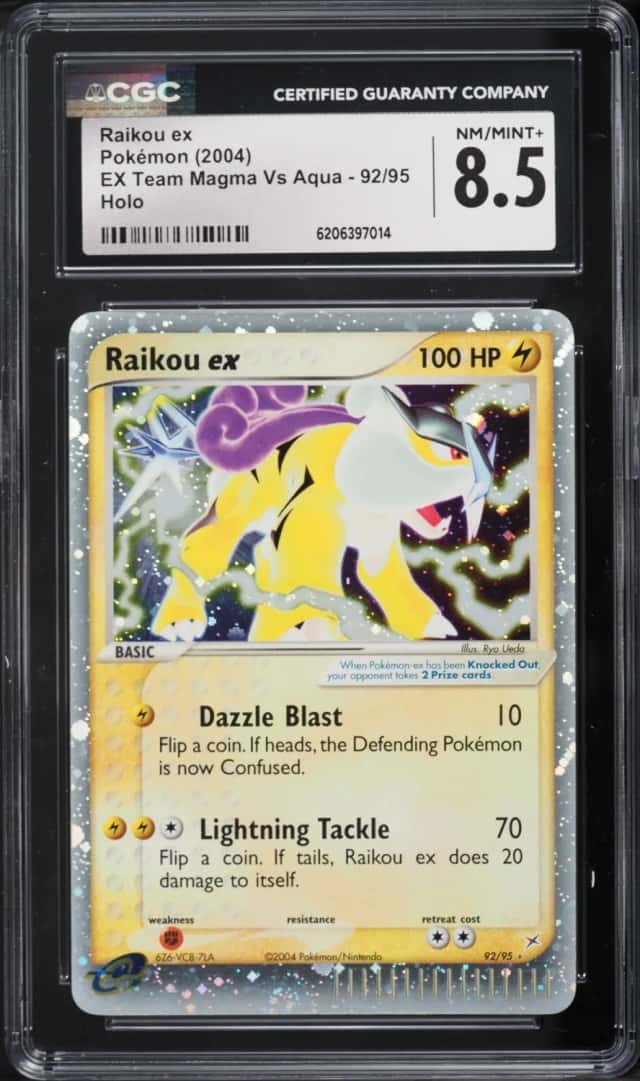 2004 Pokemon EX Team Magma VS Aqua Holo Raikou EX #92 CGC 8.5 NM-MT+
