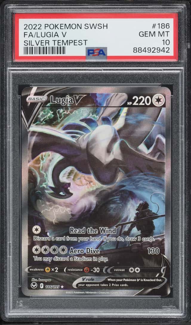 2022 Pokemon Sword & Shield Silver Tempest Full Art Lugia V #186 PSA 10 GEM MINT