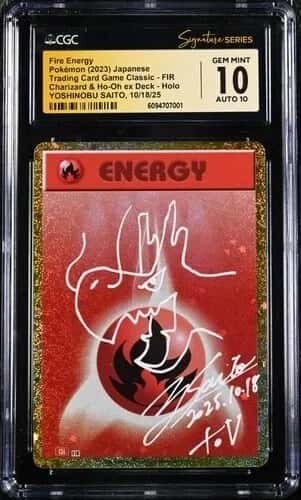 Pokémon: AUTOGRAPHED Fire Energy 2023 Japan Yoshinobu Saito - CGC Gem Mint 10