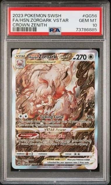 2023 Pokemon SWSH Full Art Hisuian Zoroark Vstar #GG56 Crown Zenith PSA 10