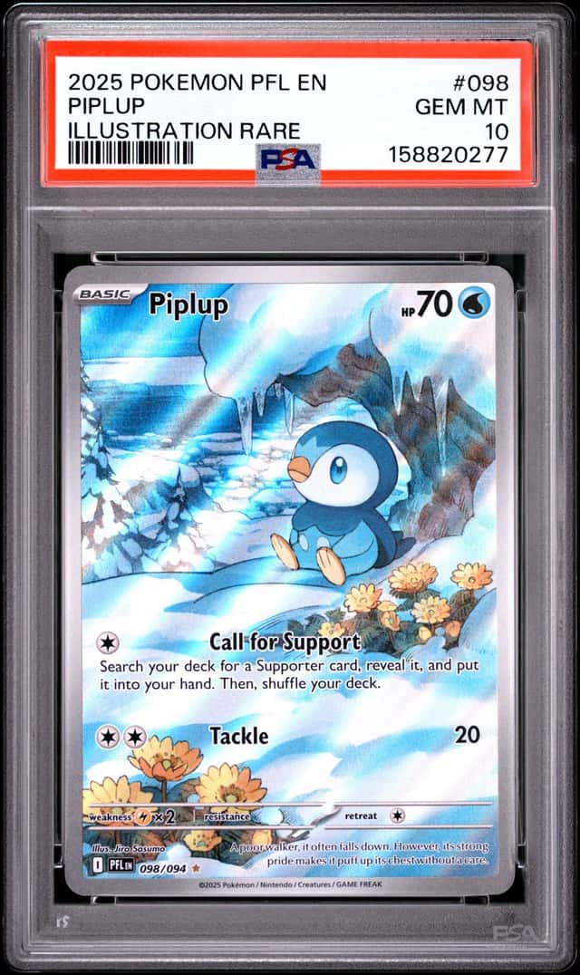 Pokemon TCG Piplup 098/094 Illustration Rare Holo Prismatic Evolutions PSA 10