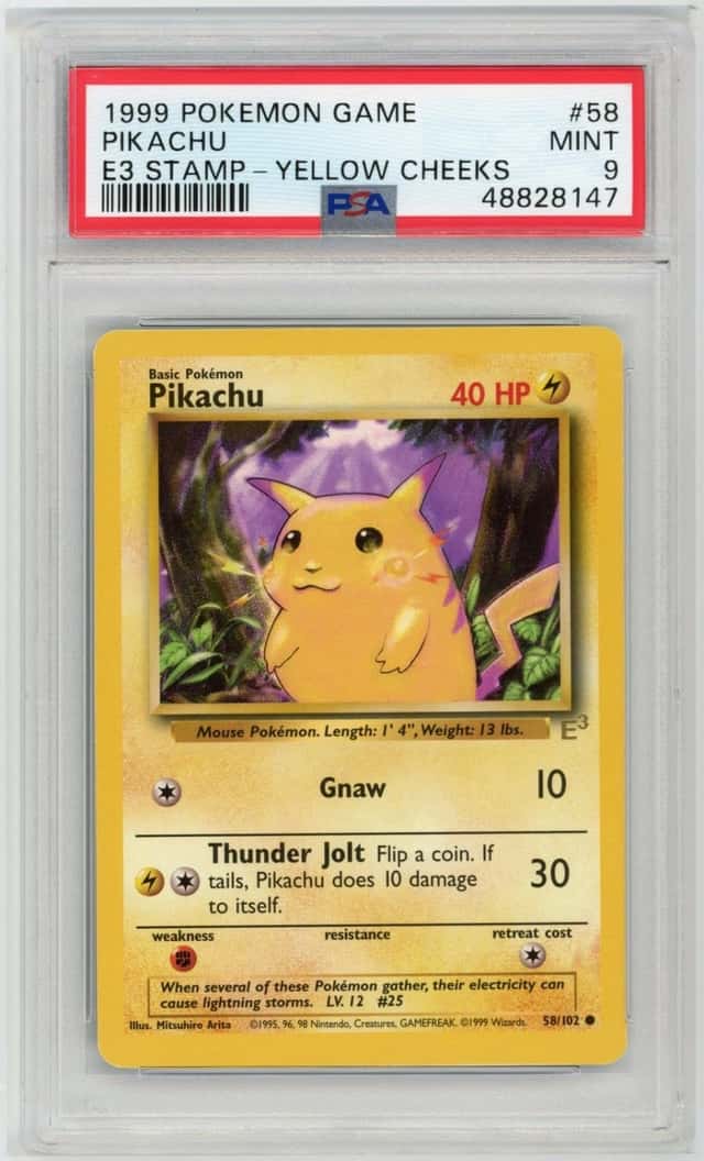 1999 POKEMON GAME #58 PIKACHU E3 STAMP-YELLOW CHEEKS PSA 9