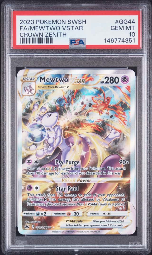 2023 Pokemon TCG Mewtwo VSTAR GG44/GG70 Crown Zenith GG Full Art Holo PSA 10