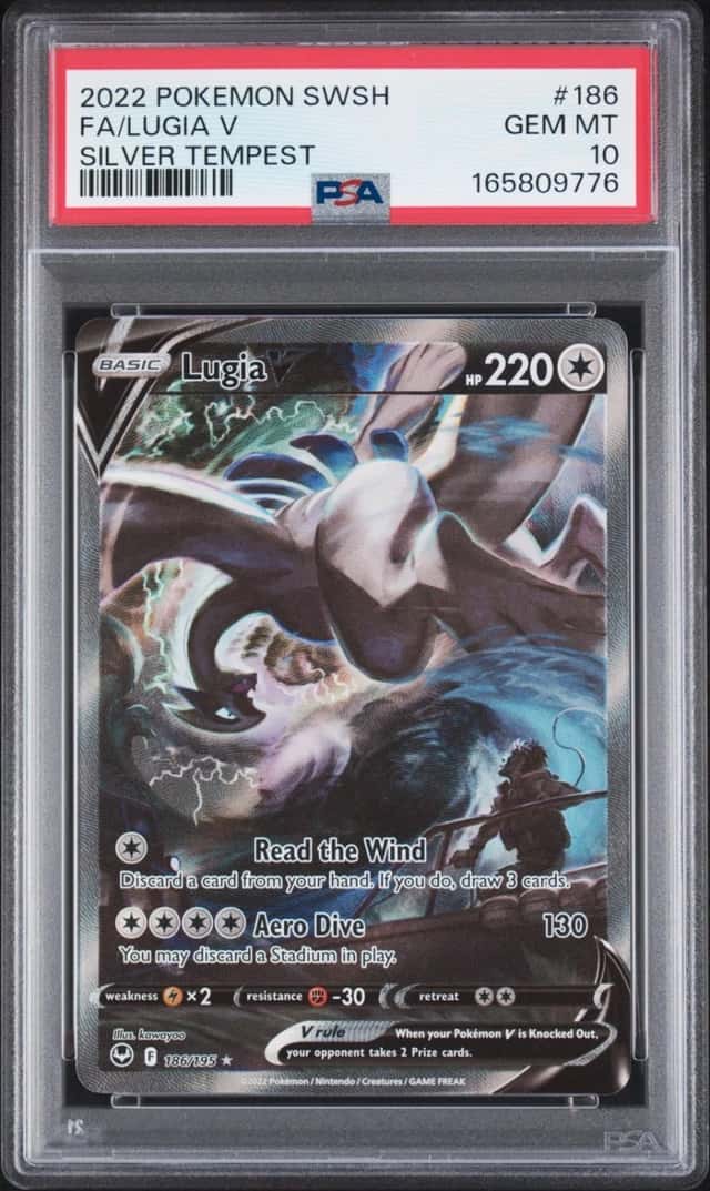 2022 POKEMON SWORD & SHIELD SILVER TEMPEST #186 FULL ART/LUGIA V PSA 10