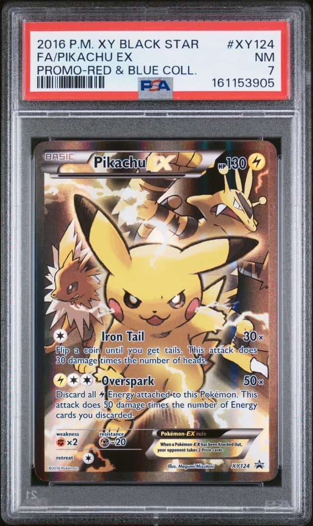 2016 POKEMON XY BLACK STAR PROMO RED & BLUE COLLECTION FULL ART/PIKACHU EX PSA 7