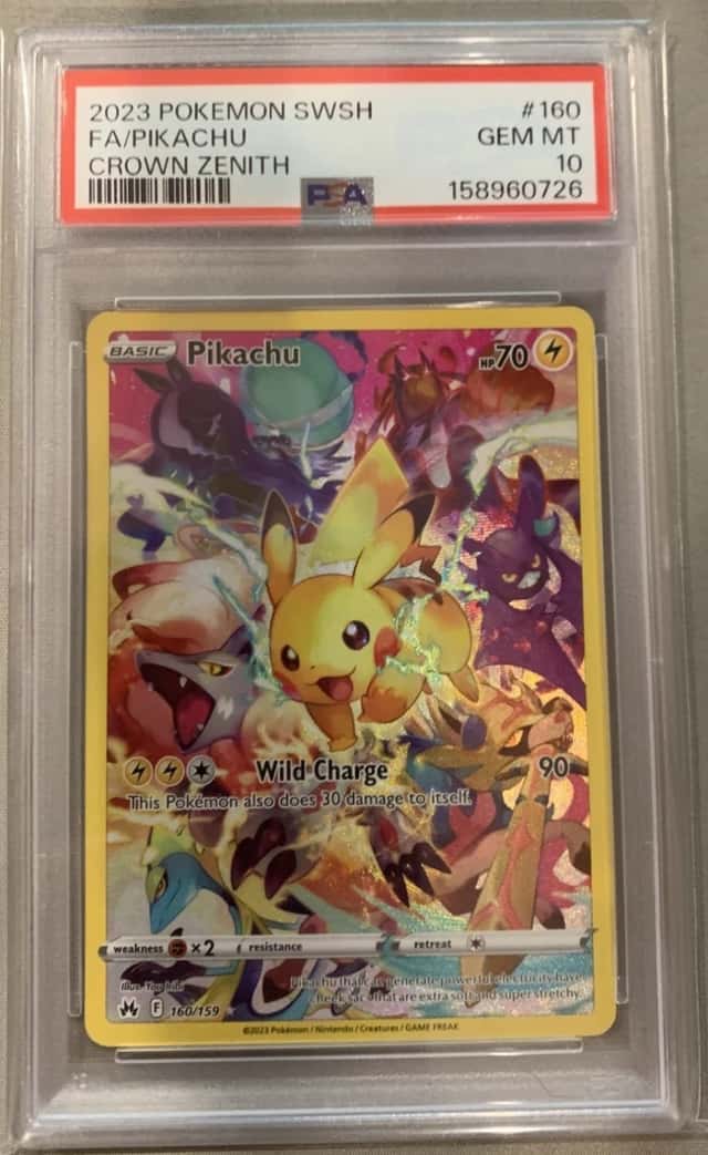 2023 POKEMON SWORD & SHIELD CROWN ZENITH #160 FULL ART/PIKACHU PSA 10 - NEW CERT