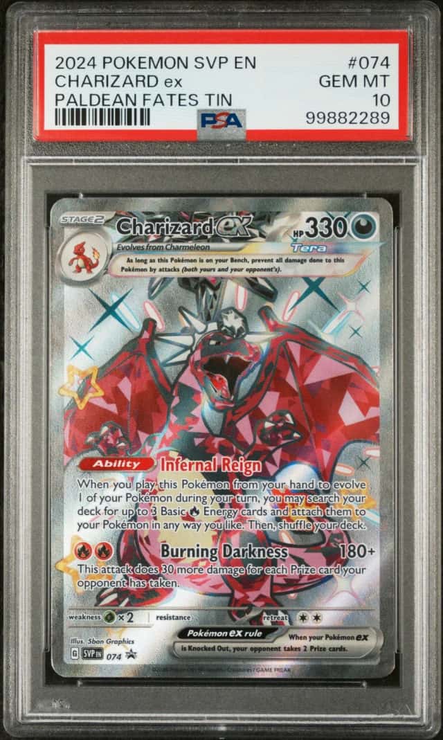 2024 Pokémon SVP EN Charizard ex Paldean Fates Tin BLK STAR PROMO #074 PSA 10
