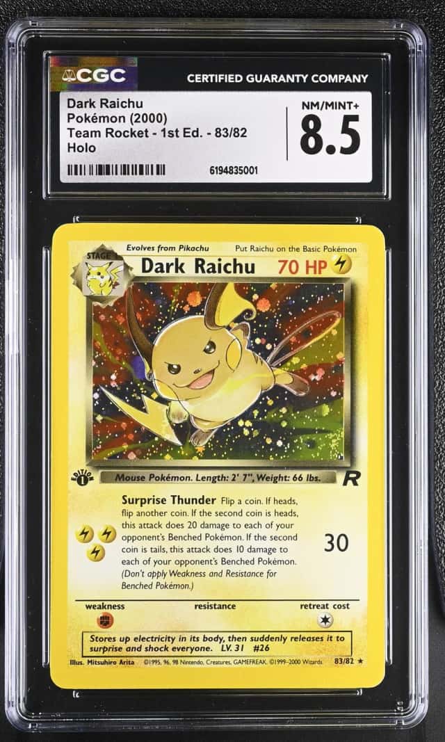 2000 Pokemon Team Rocket 1st Edition Holo Dark Raichu #83 CGC 8.5 NM-MT+