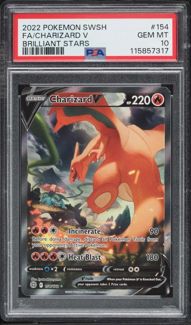 2022 Pokemon Sword & Shield Brilliant Stars Alt Art Charizard V #154 PSA 10 GEM MINT