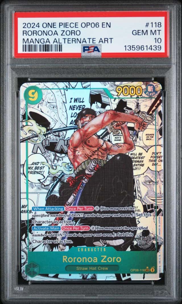 2024 One Piece Wings Of The Captain SEC Manga Art Roronoa Zoro #OP06-118 PSA 10 GEM MINT