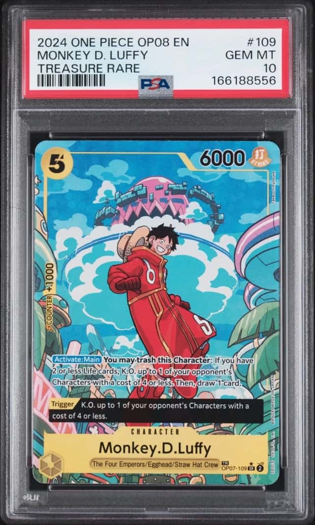2024 ONE PIECE OP08-TWO LEGENDS TREASURE RARE #109 MONKEY D. LUFFY PSA 10