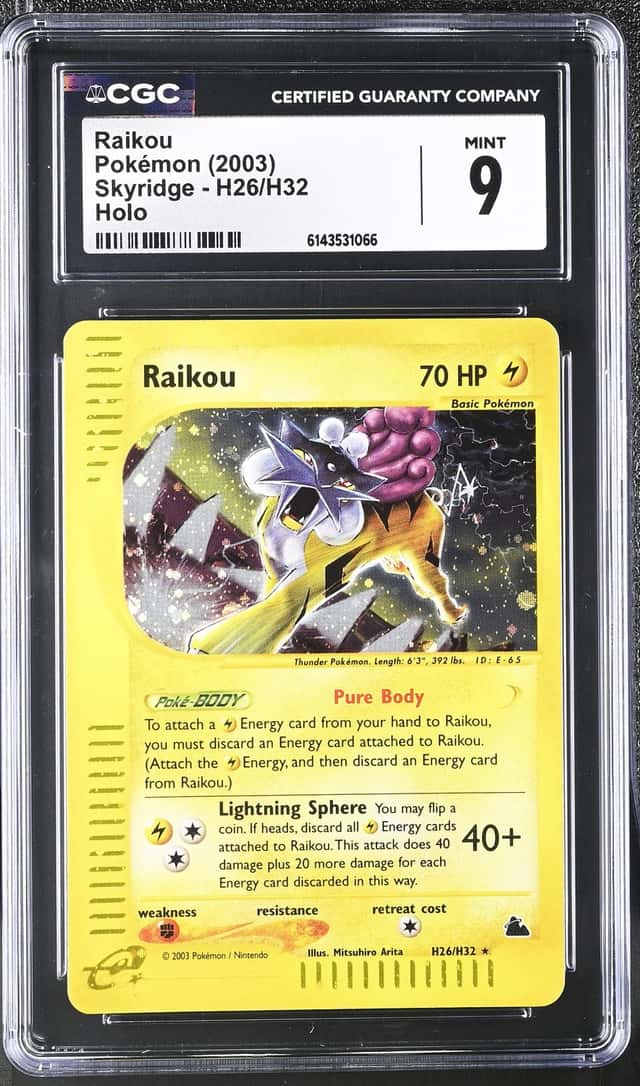 2003 Pokemon Skyridge Holo Raikou #H26 CGC 9 MINT