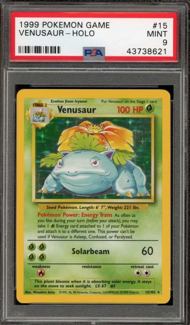 Pokemon Venusaur Holo Base Set Unlimited 15/102 PSA 9 Mint