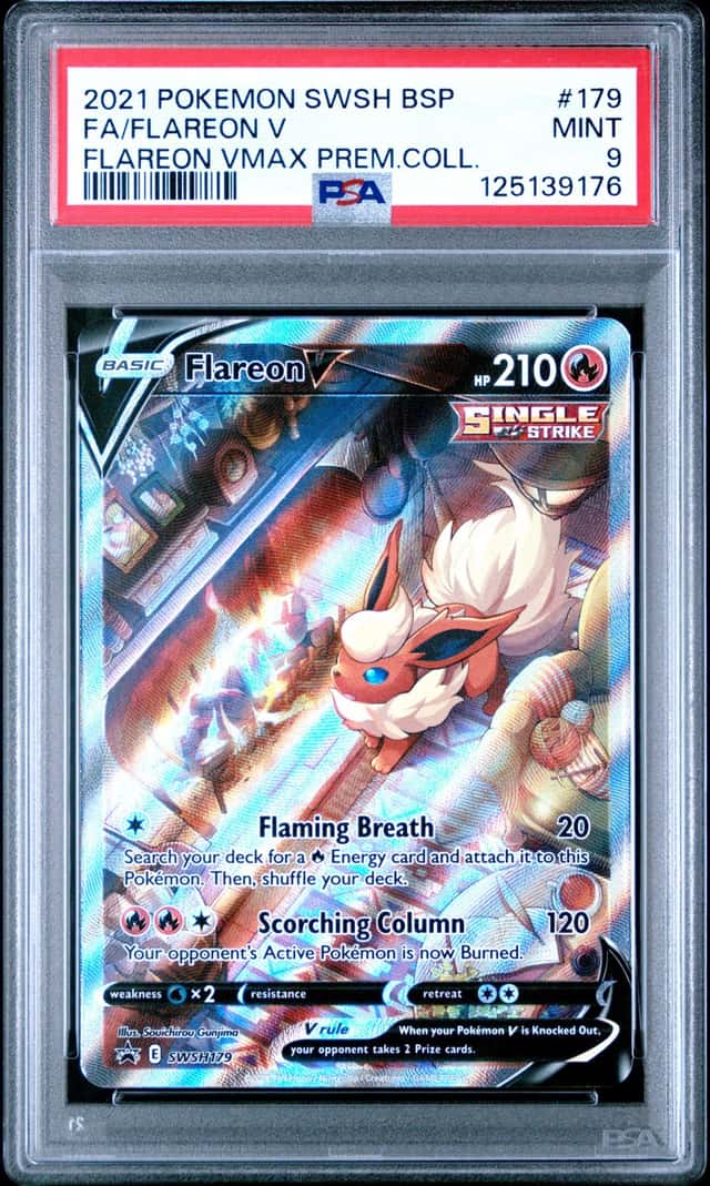 Pokemon SWSH Black Star Promos Flareon V 2021 #SWSH179 PSA 9