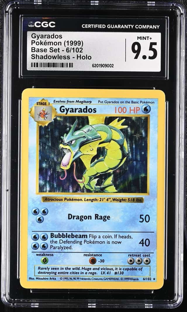 CGC 9.5 Gyarados 6/102 Holo Shadowless Base Set Pokémon Card NEW CERT 2026