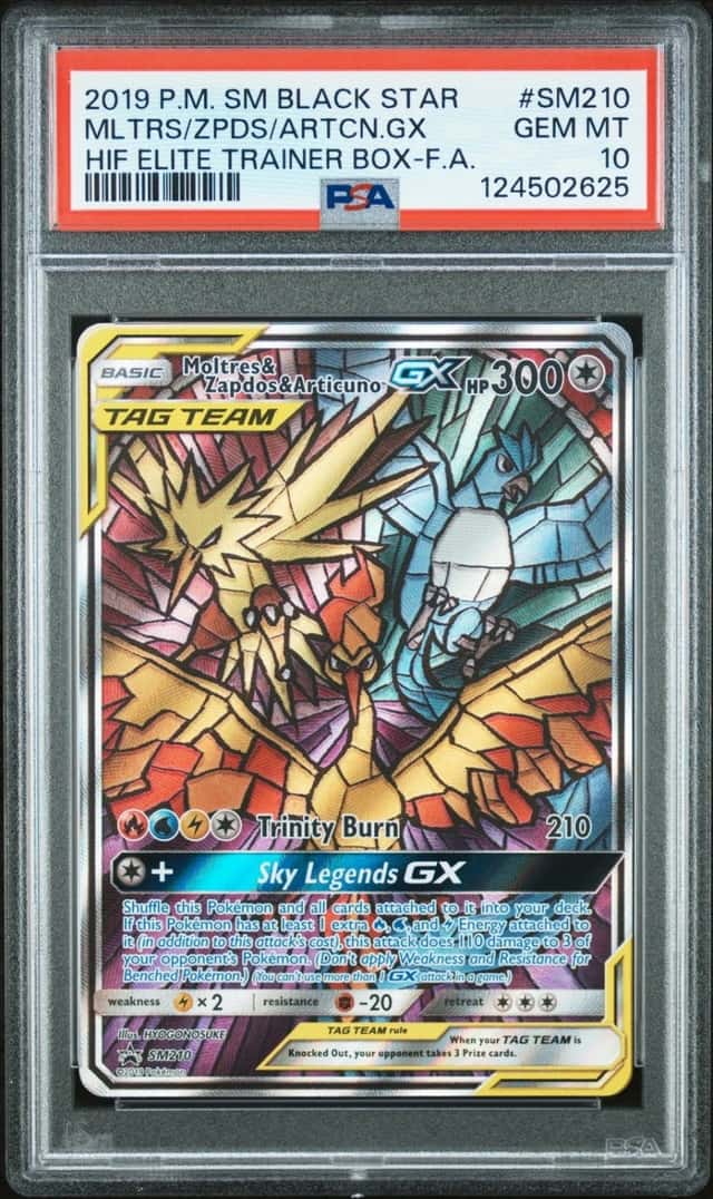 2019 POKEMON SM BLACK STAR PROMO FULL ART/MOLTRES & ZAPDOS & ARTICUNO GX PSA 10