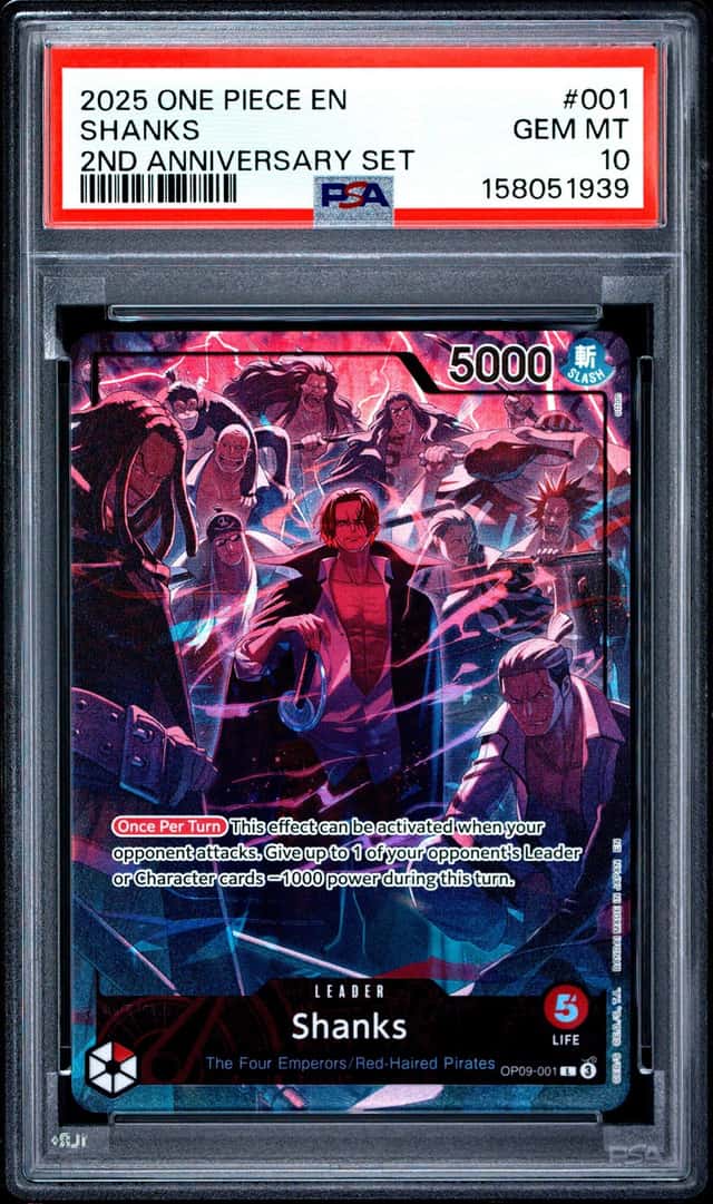 2025 ONE PIECE ENGLISH VERSION 2ND ANNIVERSARY SET #001 SHANKS PSA 10