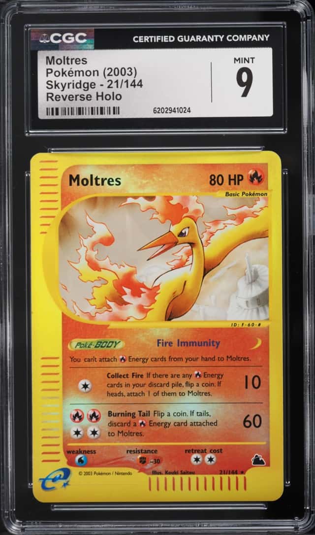 2003 Pokemon Skyridge Reverse Holo Moltres #21 CGC 9 MINT
