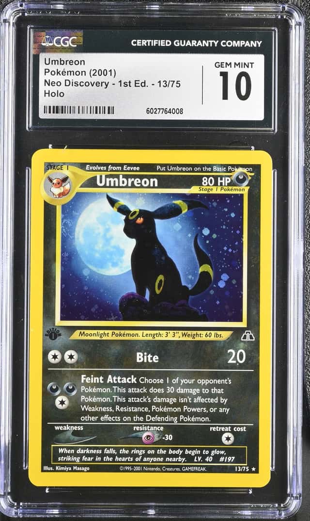 2001 Pokemon Neo Discovery 1st Edition Holo Umbreon #13 CGC 10 GEM MINT