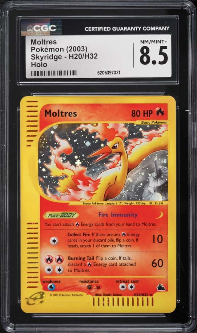 2003 Pokemon Skyridge Holo Moltres #H20 CGC 8.5 NM-MT+