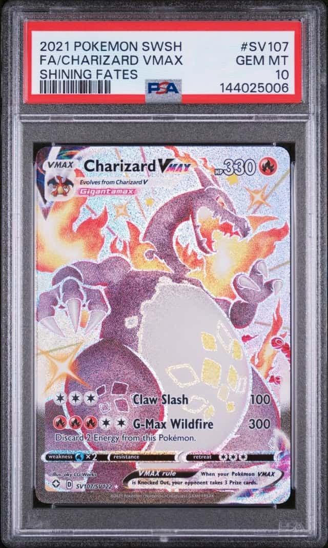 2021 POKEMON SWORD & SHIELD SHINING FATES #SV107 FULL ART/CHARIZARD VMAX PSA 10