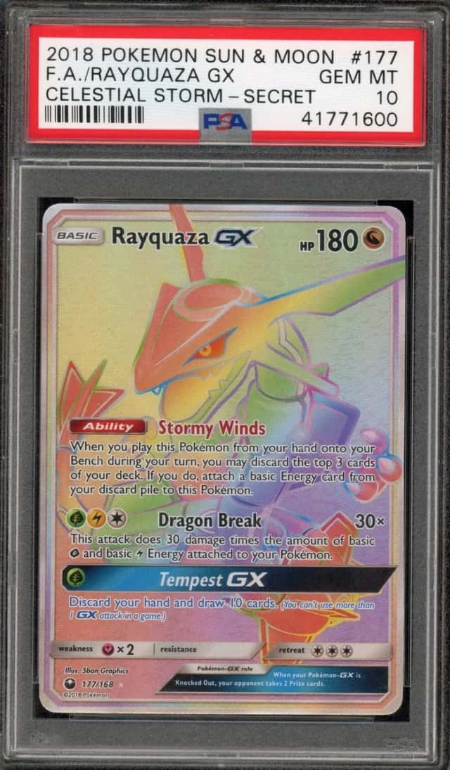 Pokemon Rayquaza Gx Celestial Storm 177/168 Secret Rare PSA 10 Gem Mint