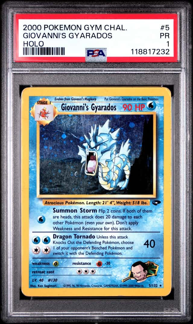 2000 Pokemon Gym Challenge GIOVANNI'S GYARADOS Holo #5/132 PSA 1 PR