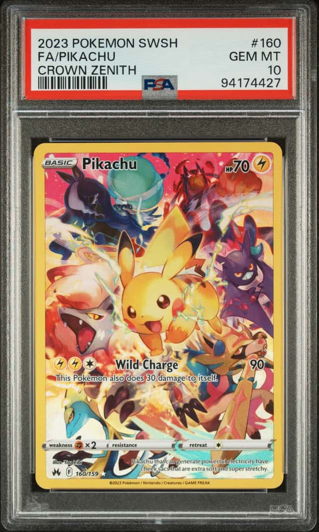 PSA GEM MINT 10 Pokemon 2023 Crown Zenith  Pikachu 160/159 Full Art Holo PSA 10