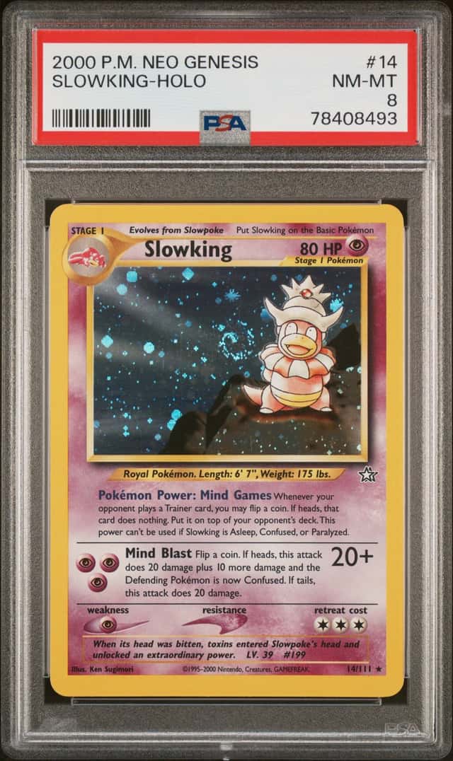 PSA 8 Slowking 14/111 Neo Genesis Holo Unlimited 2000 WotC Pokemon Card