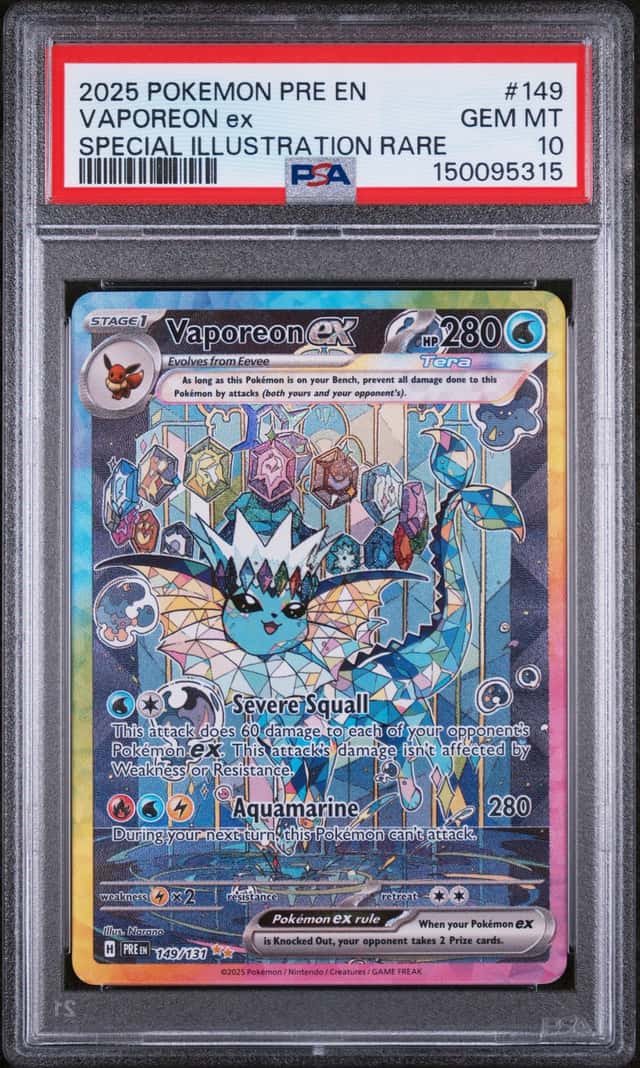 2025 Pokemon Prismatic Vaporeon ex Special Illustration Rare #149/131 PSA 10