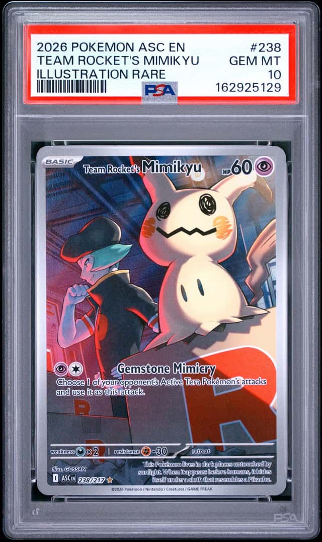 2026 POKEMON ASCENDED HEROES ILLUSTRATION RARE #238 TEAM ROCKET'S MIMIKYU PSA 10