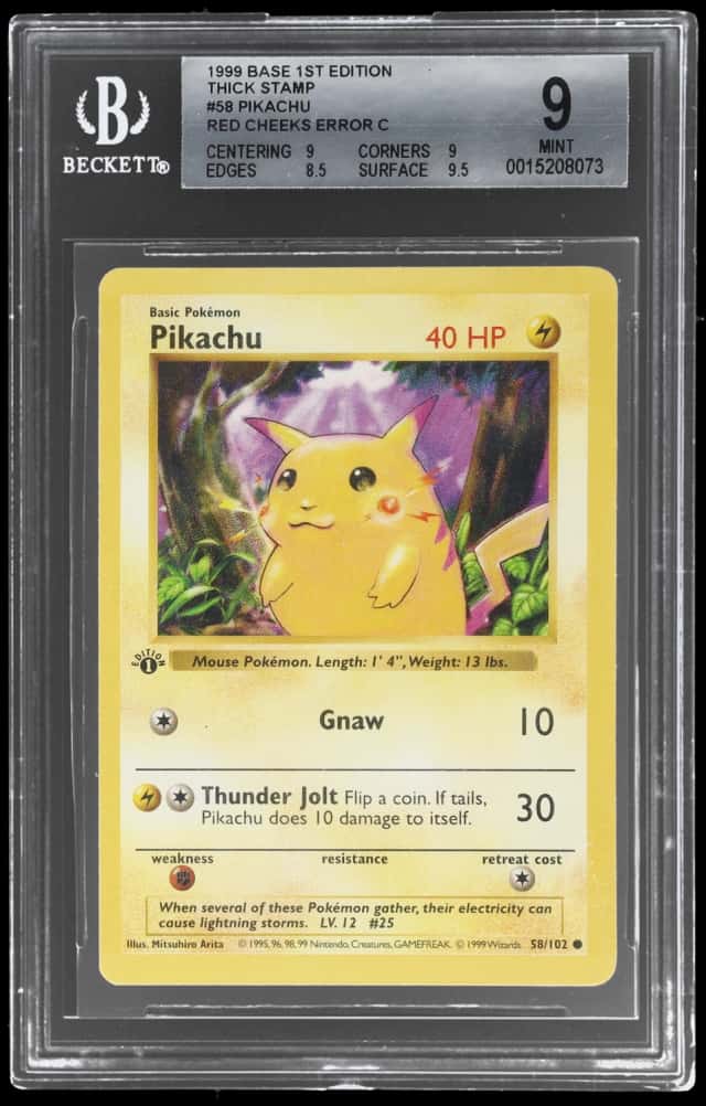 1999 Pokemon Base Set 1st Edition Red Cheeks Pikachu #58