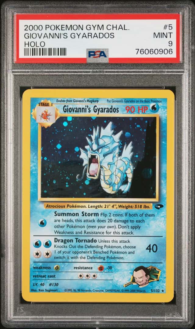 Pokemon 2000 Giovanni's Gyarados 5 Holo Gym Challenge PSA 9