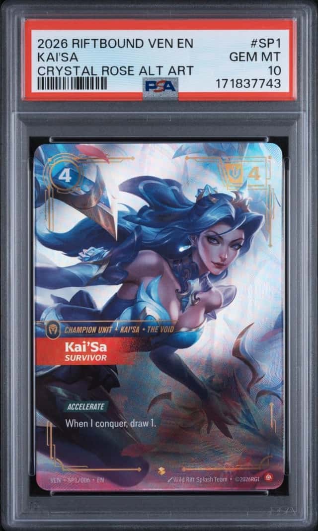 Riftbound League Of Legends Kai'sa Survivor VEN SP1 Crystal Rose Alt Art PSA 10