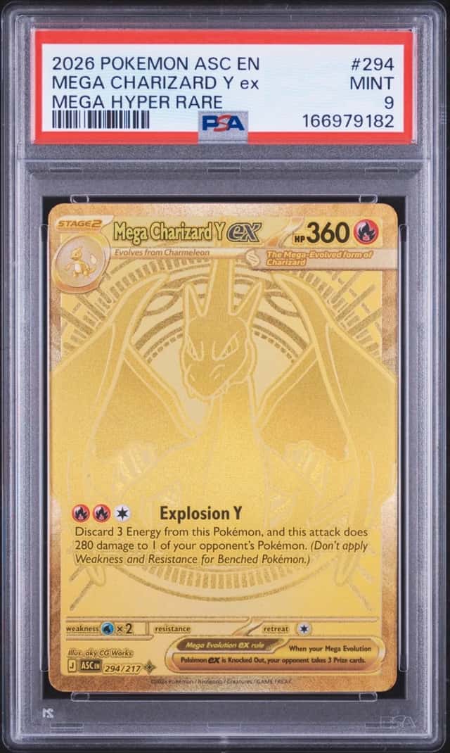 2026 POKEMON ASCENDED HEROES MEGA HYPER RARE #294 MEGA CHARIZARD Y EX PSA 9