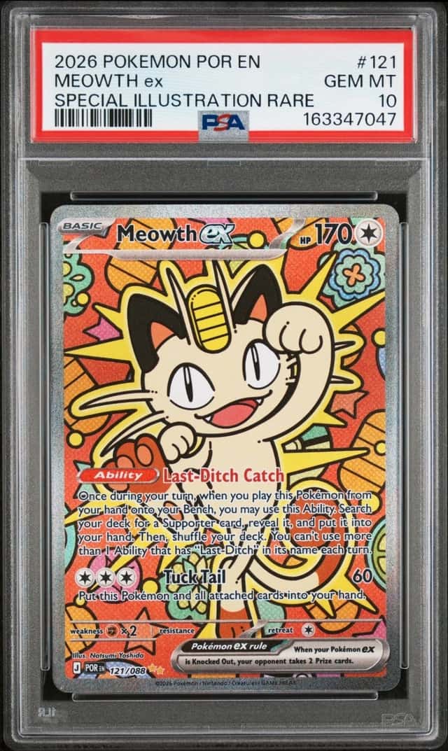 2026 POKEMON PERFECT ORDER SPECIAL ILLUSTRATION RARE #121 MEOWTH EX PSA 10