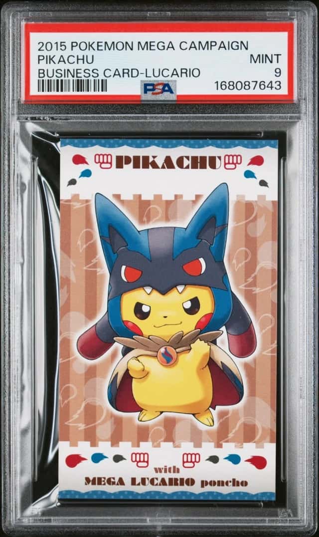 2015 POKEMON JPN STRONG CUTE PIKACHU MEGA CAMPAIGN BUSINESS CARDS PIKACHU PSA 9