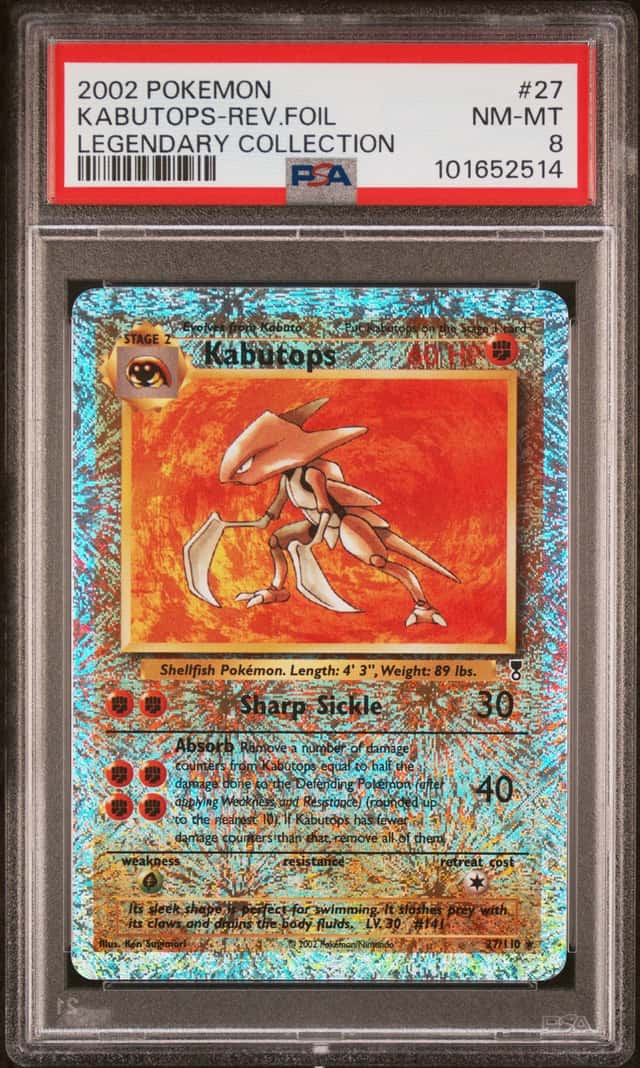 2002 Pokemon Legendary Collection #27 Kabutops Reverse Foil PSA 8 NM-MT