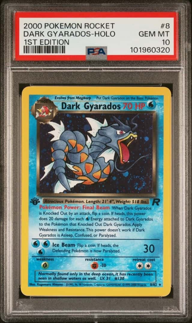 Pokemon Team Rocket Dark Gyarados Holo (Swirl) 1st Edition #8 PSA 10
