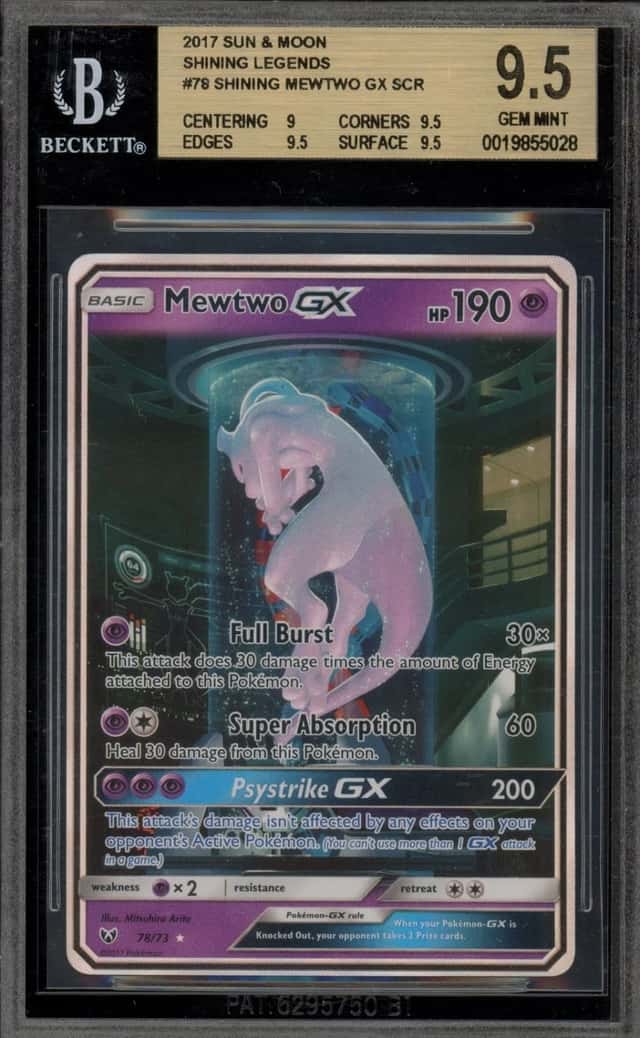 Pokemon Mewtwo GX Shining Legends Secret Rare #78 BGS 9.5
