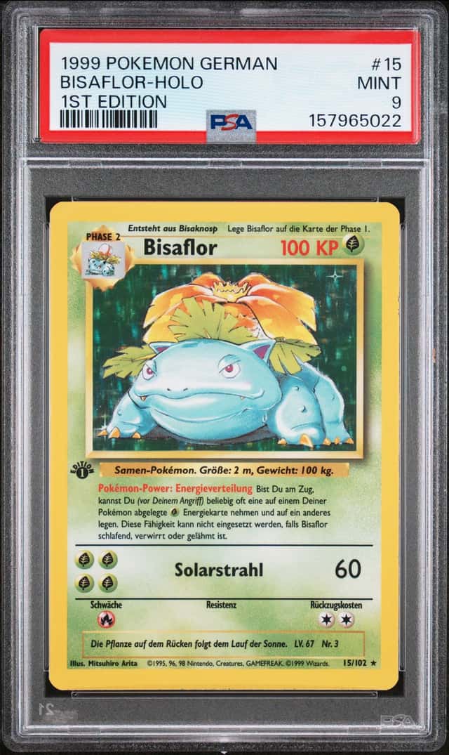 BISAFLOR-HOLO 1ST EDITION POKEMON GERMAN 1999 15 PSA 9