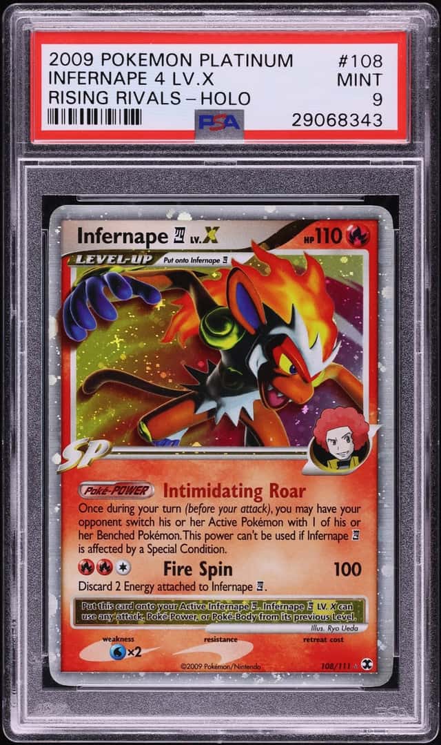 2009 Pokemon Platinum Rising Rivals Holo Infernape 4 LV.X #108 PSA 9 MINT