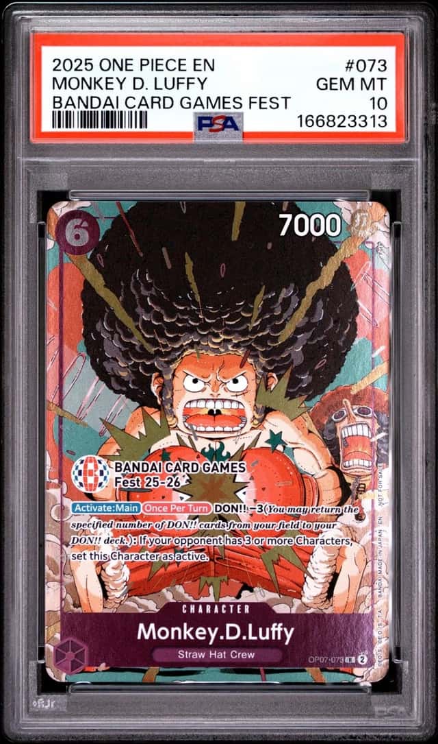 2025 ONE PIECE PROMOS BANDAI CARD GAMES FEST #073 MONKEY D. LUFFY PSA 10