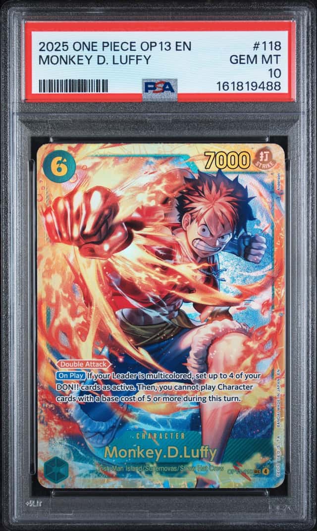 PSA 10 One Piece CCG 2025 Monkey D. Luffy OP13-118 EN Foil Secret Rare